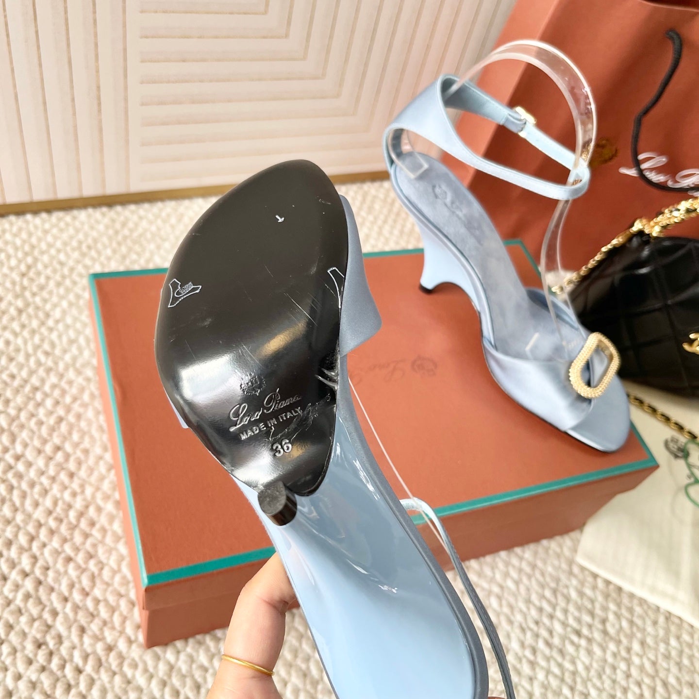 HIGH HEELS SANDALS 80 MM IN PASTEL BLUE SATIN MIX SUEDUE - 35
