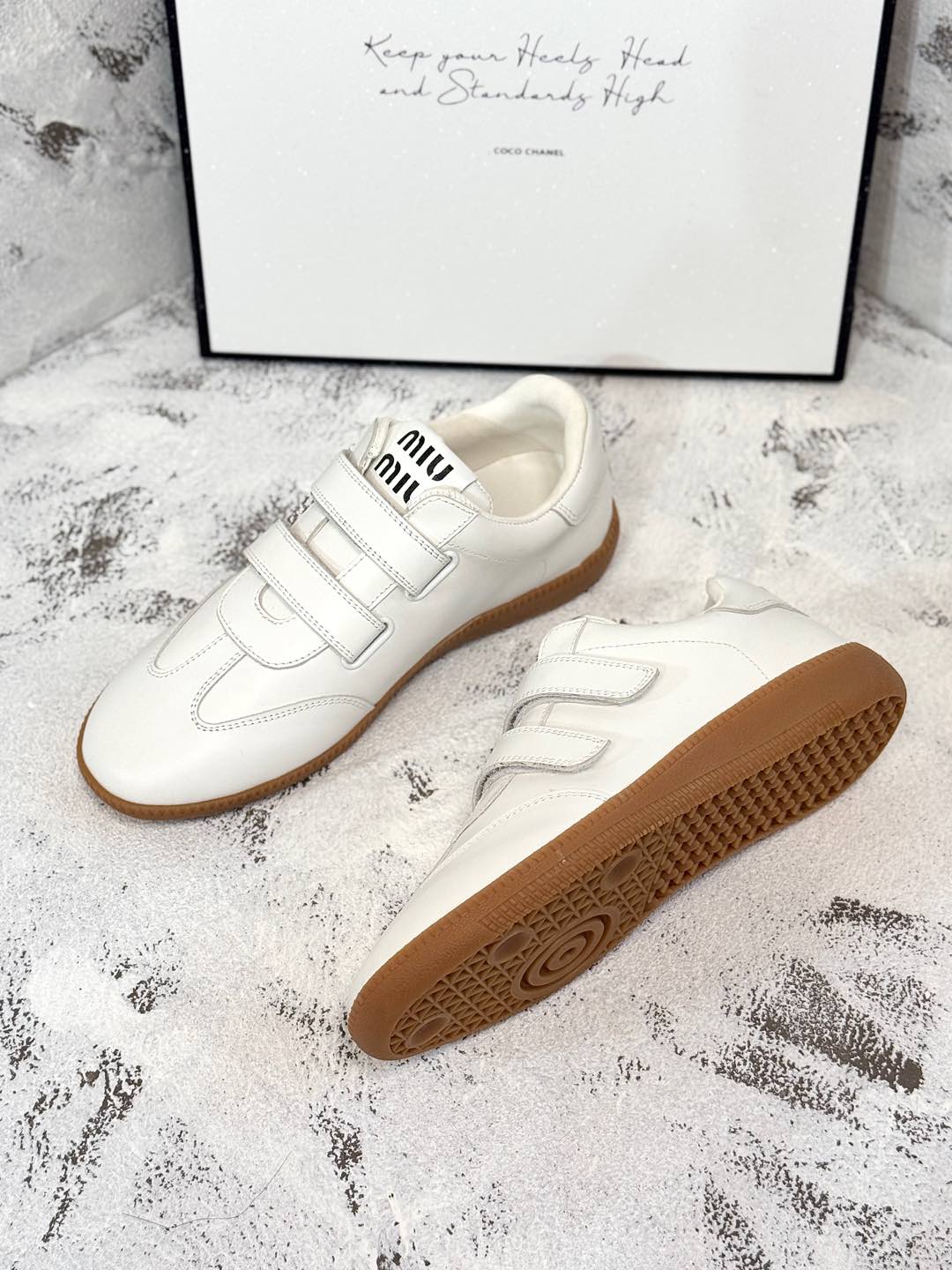 RETRO SNEAKERS WITH RIPTAPE STRAPS IN WHITE SMOOTH LAMBSKIN - 35