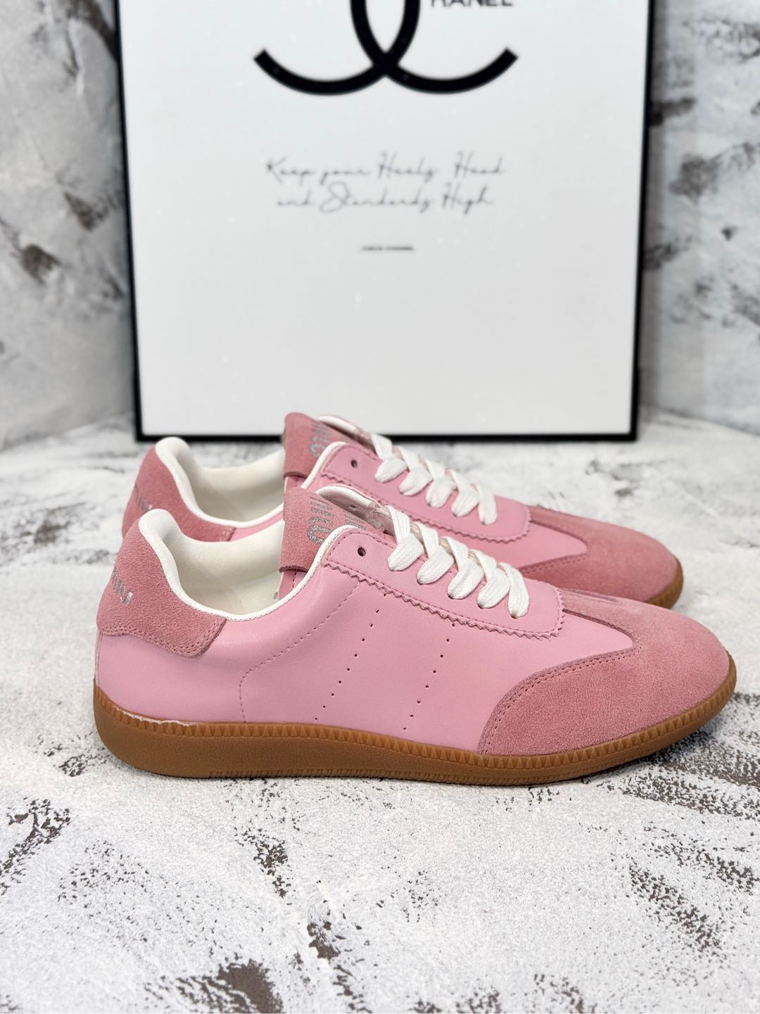 RETRO SNEAKERS IN PINK LAMBSKIN MIX SUEDE - 35