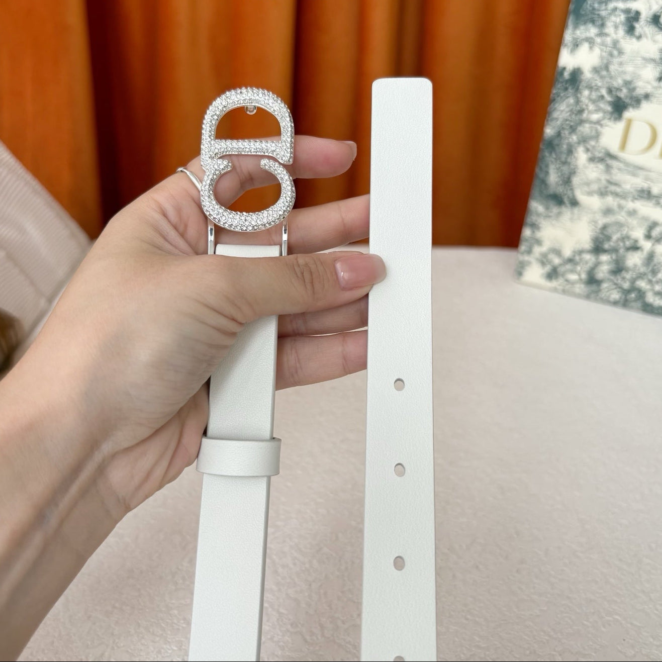 DIOR 25S BELT 20 MM IN WHITE CALFSKIN 595245 - 30