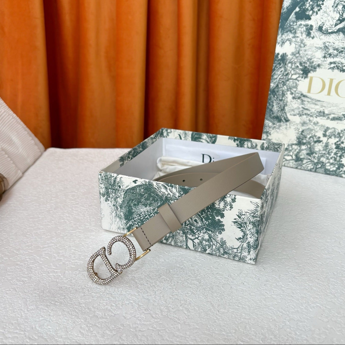 DIOR 25S BELT 20 MM IN BEIGE-GREY CALFSKIN 595248 - 30