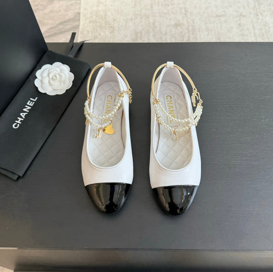 Double Strap Chunky Heel Mary Jane Shoes White Black - 35