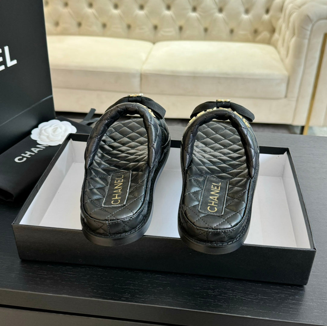 Mule Sandals Lambskin Black - 34