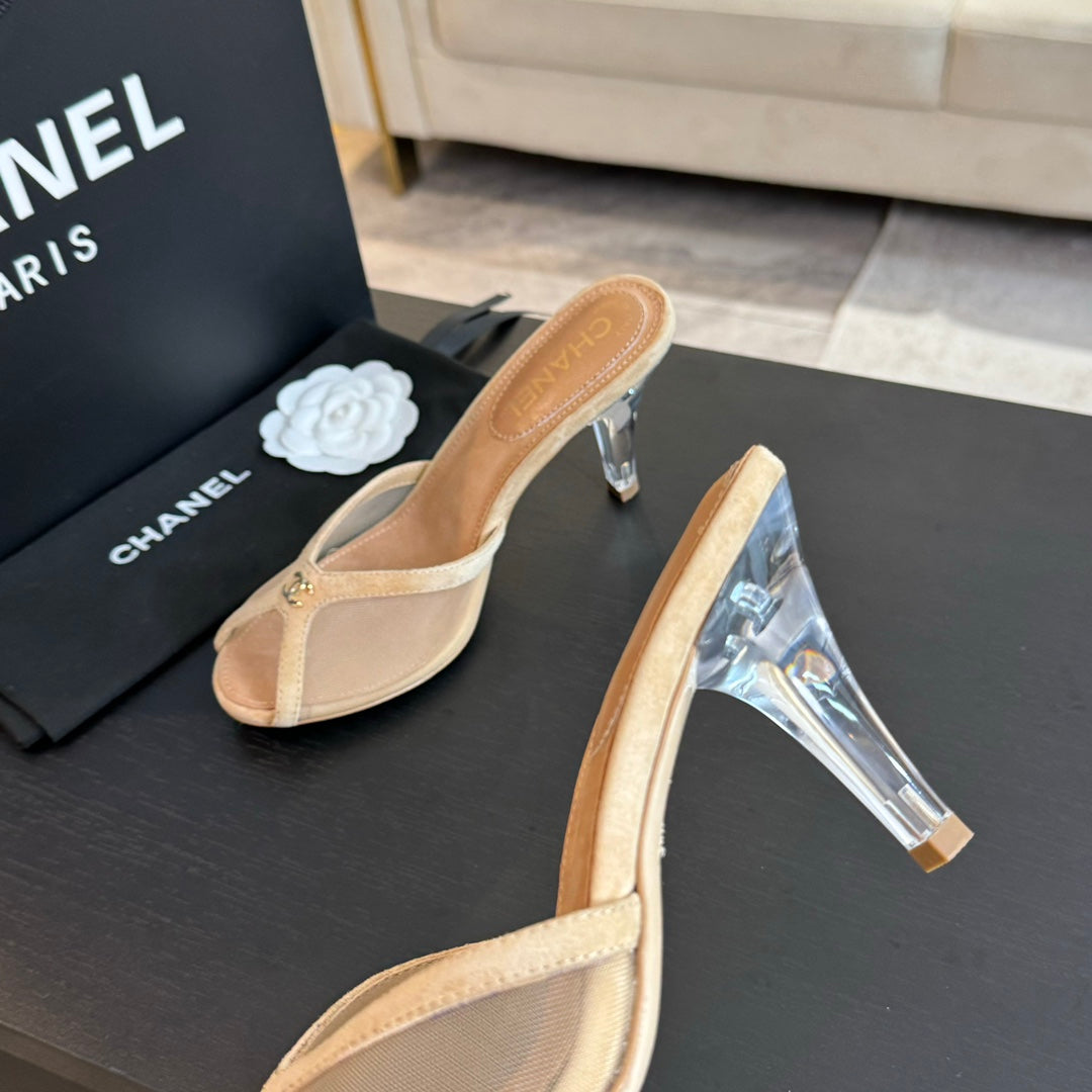 Double C High Heel Tan Brown Lambskin - 35