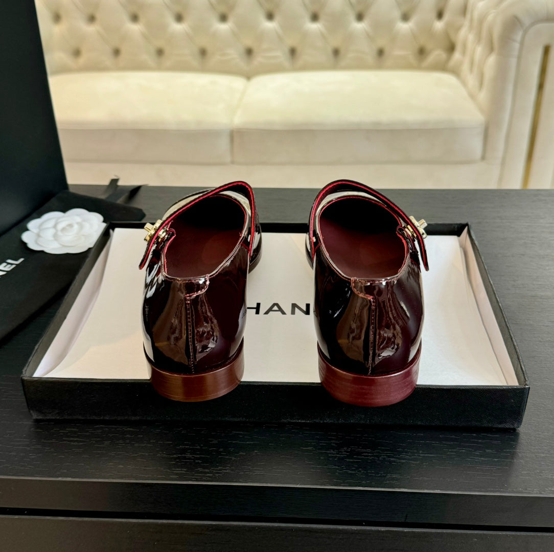 mary jane flat Red Wine patent calfskin - 35