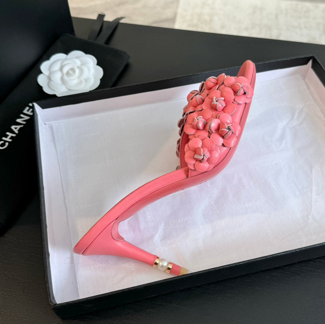 CC Little Camellia World Thin High Heels Rose Pink Lambskin - 35