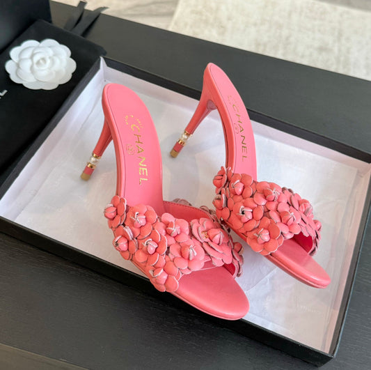 CC Little Camellia World Тонкі високі підбори Rose Pink Lambskin - 35
