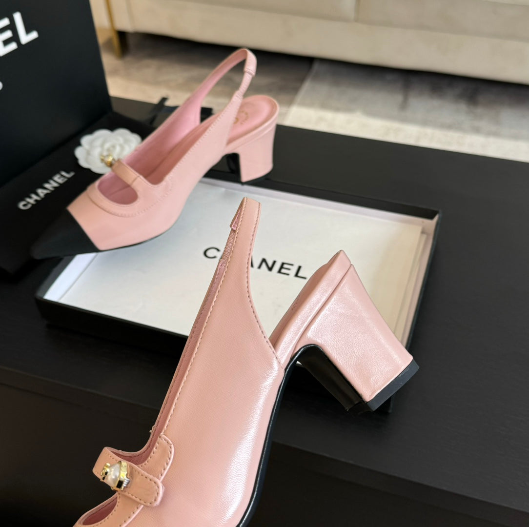 Double C WOMEN'S Slingback SPIRIT TOE Light Pink Lambskin - 35