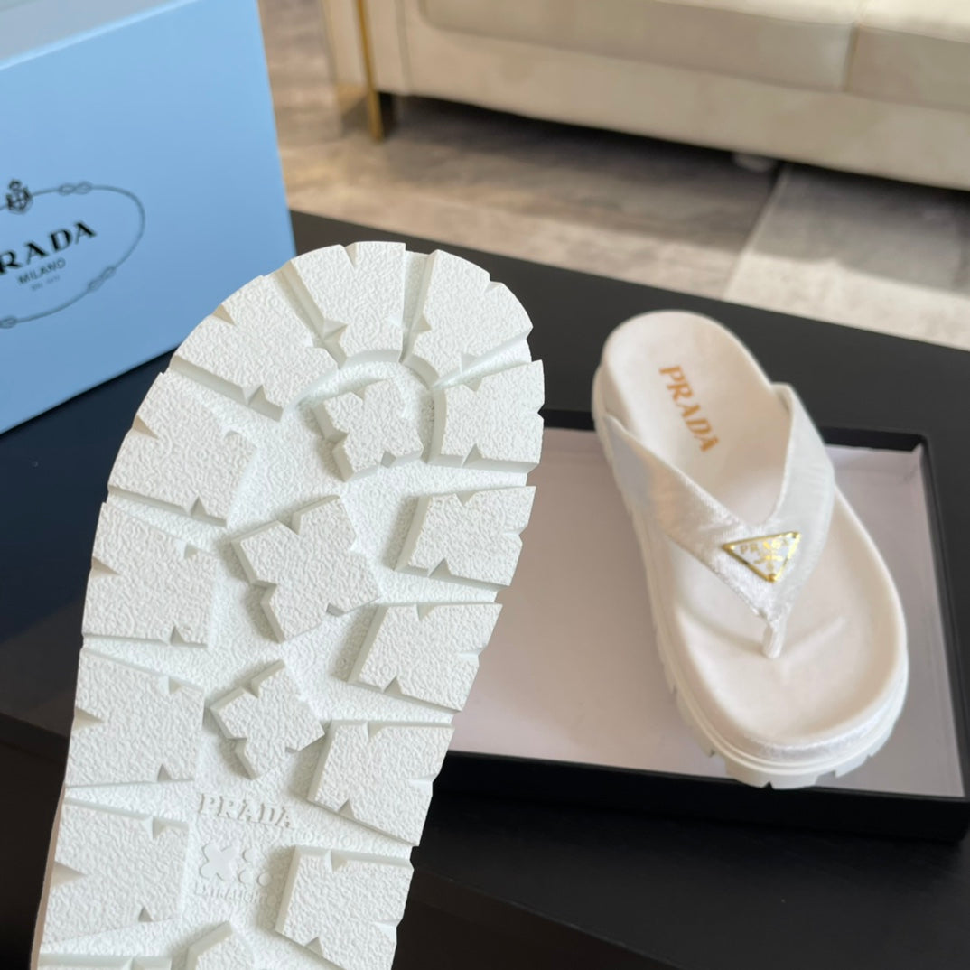 PRA RUBBER THONG SANDALS WHITE VELVET - 35