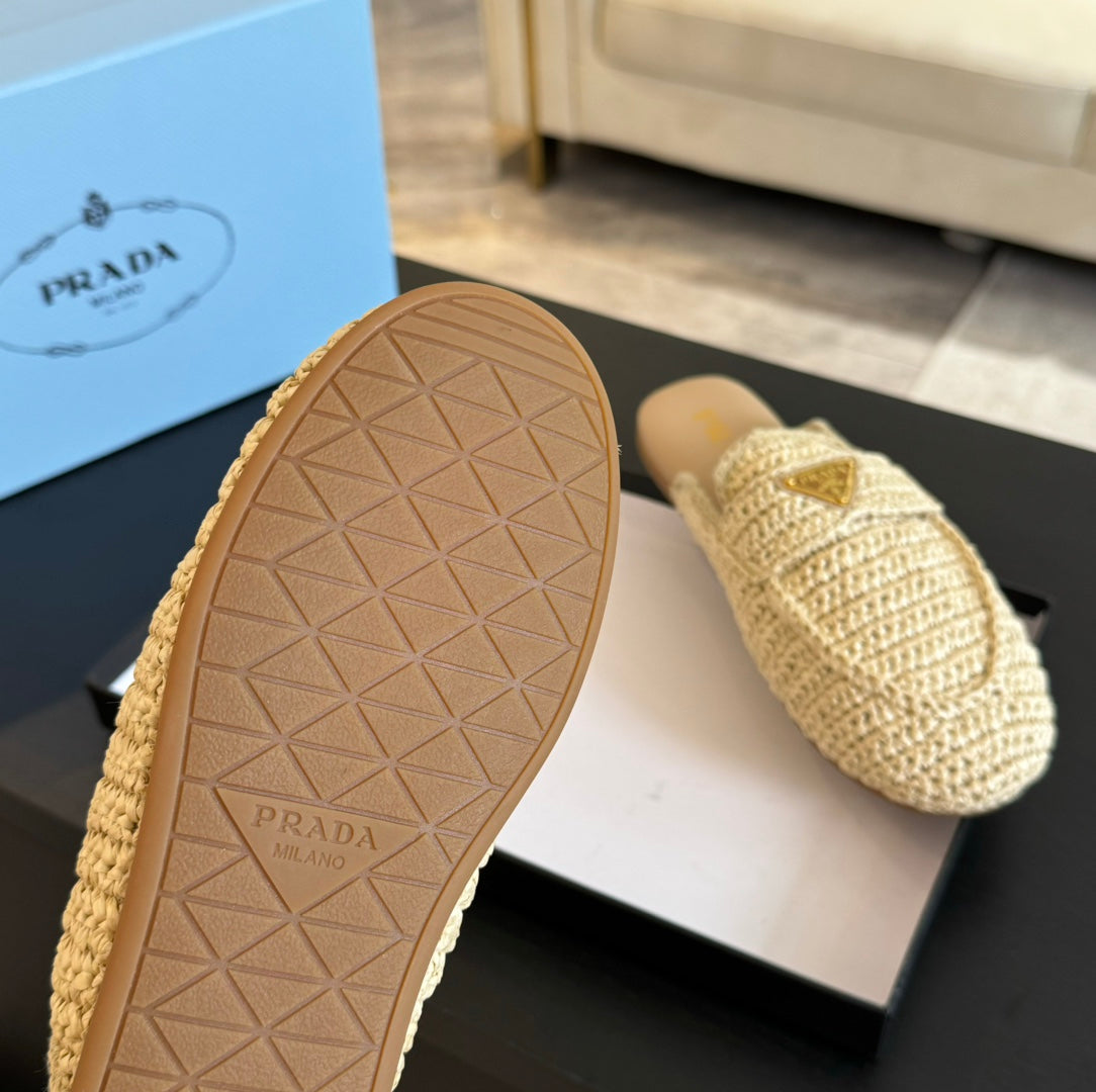 PRA CROCHET SPECIAL MULES BEIGE LAMBSKIN - 35