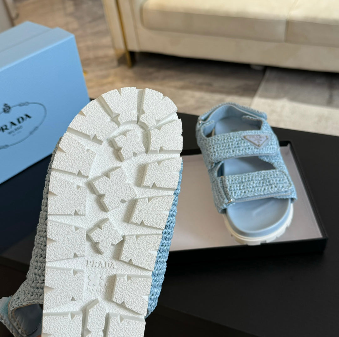 PRA CROCHET SANDALS SKY CALFSKIN - 35