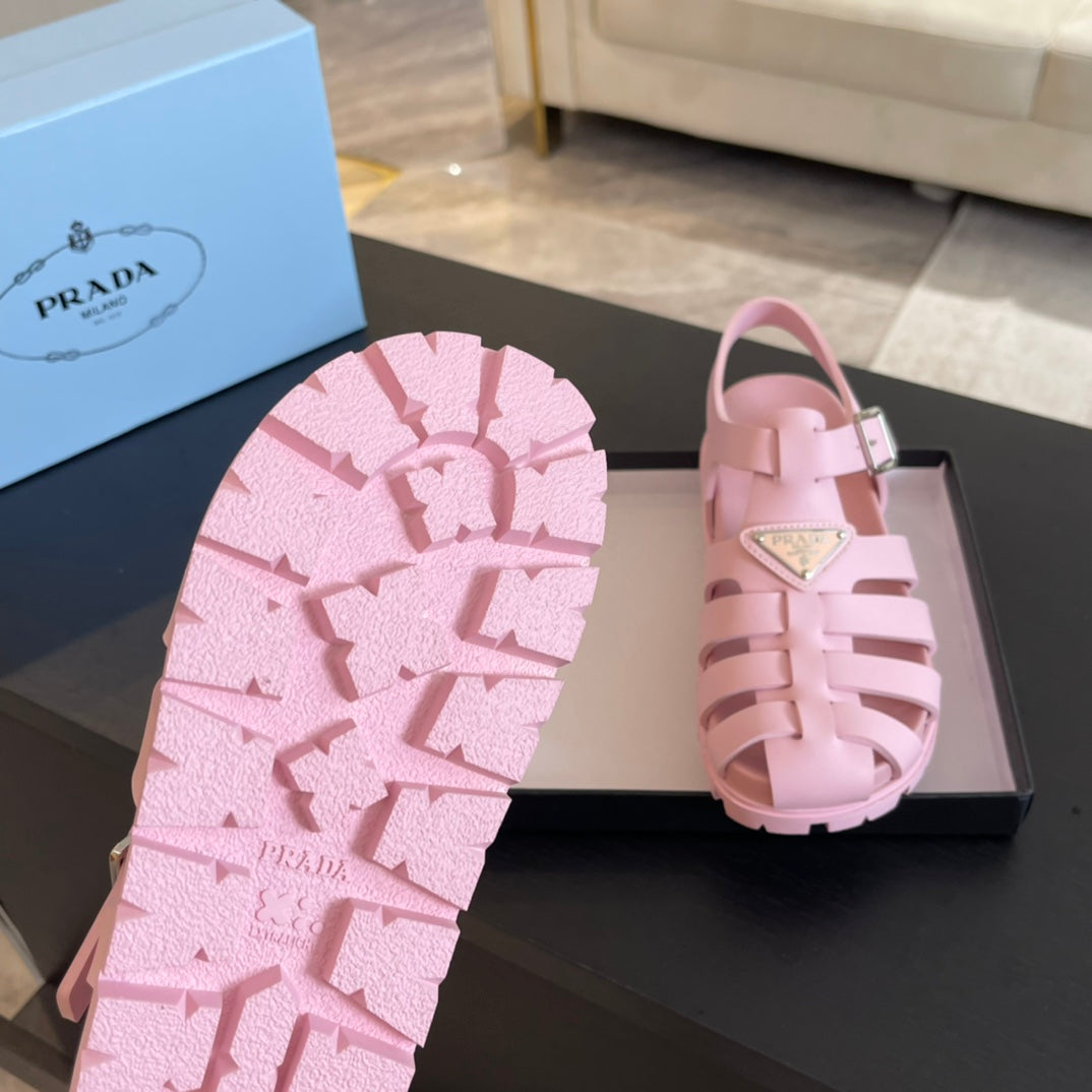 PRA RUBBER FISHERMAN SANDALS LIGHT PINK CALFSKIN - 35