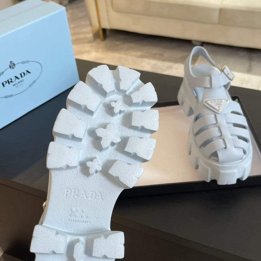 PRA RUBBER MONOLITH SANDALS PASTEL BLUE CALFSKIN - 35
