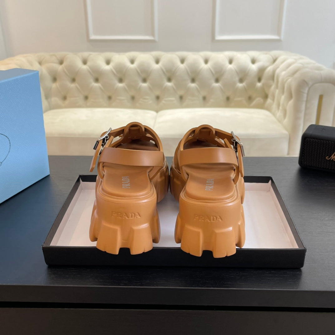 PRA RUBBER MONOLITH SANDALS BRONZE CALFSKIN - 35
