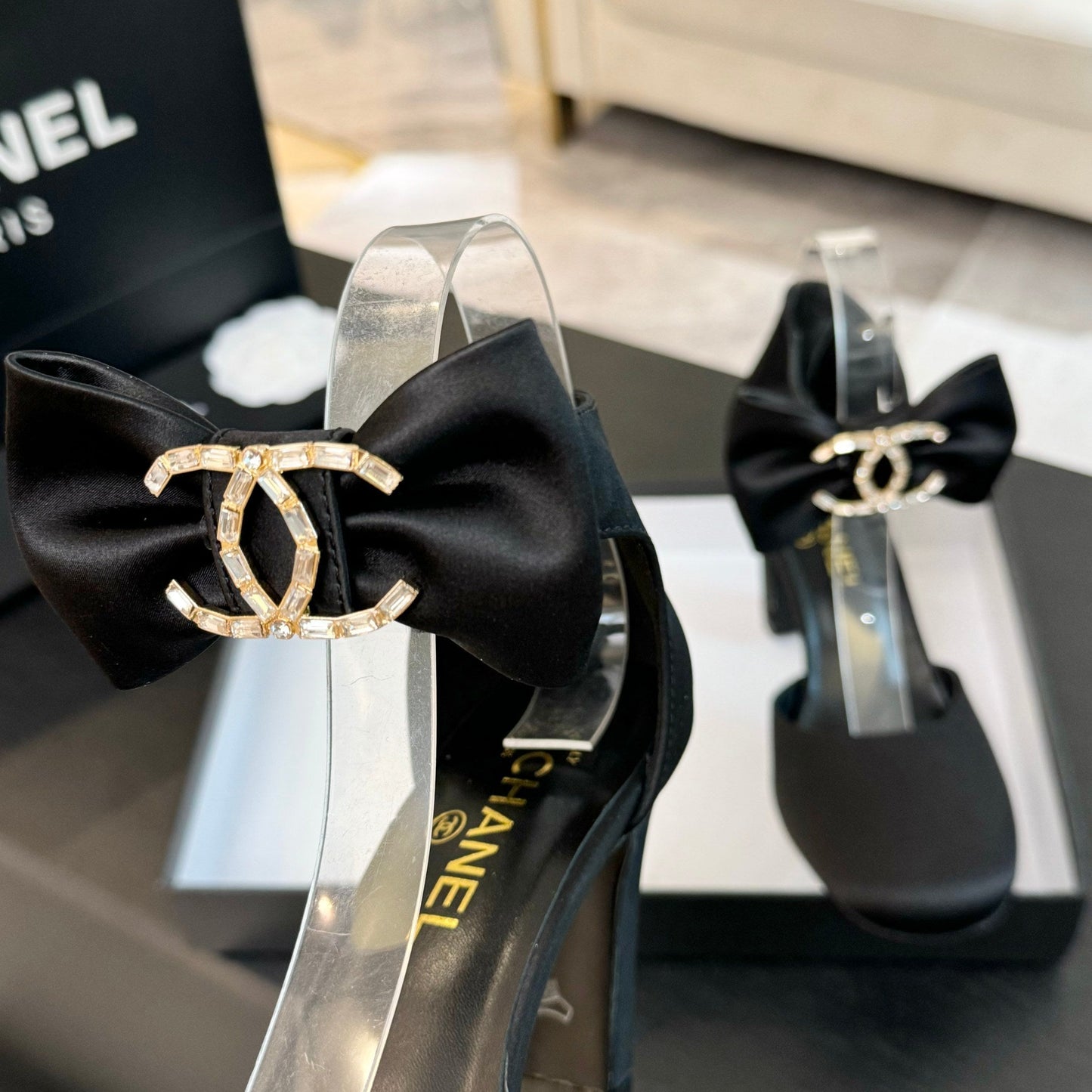 HIGH MARRY JANE IN BLACK SATIN - 35