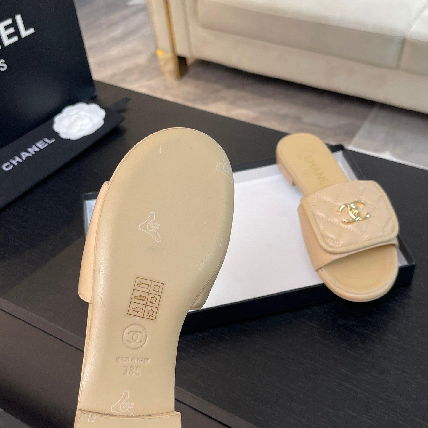 FLAT MULE IN TUSCAN BEIGE LAMBSKIN - 35