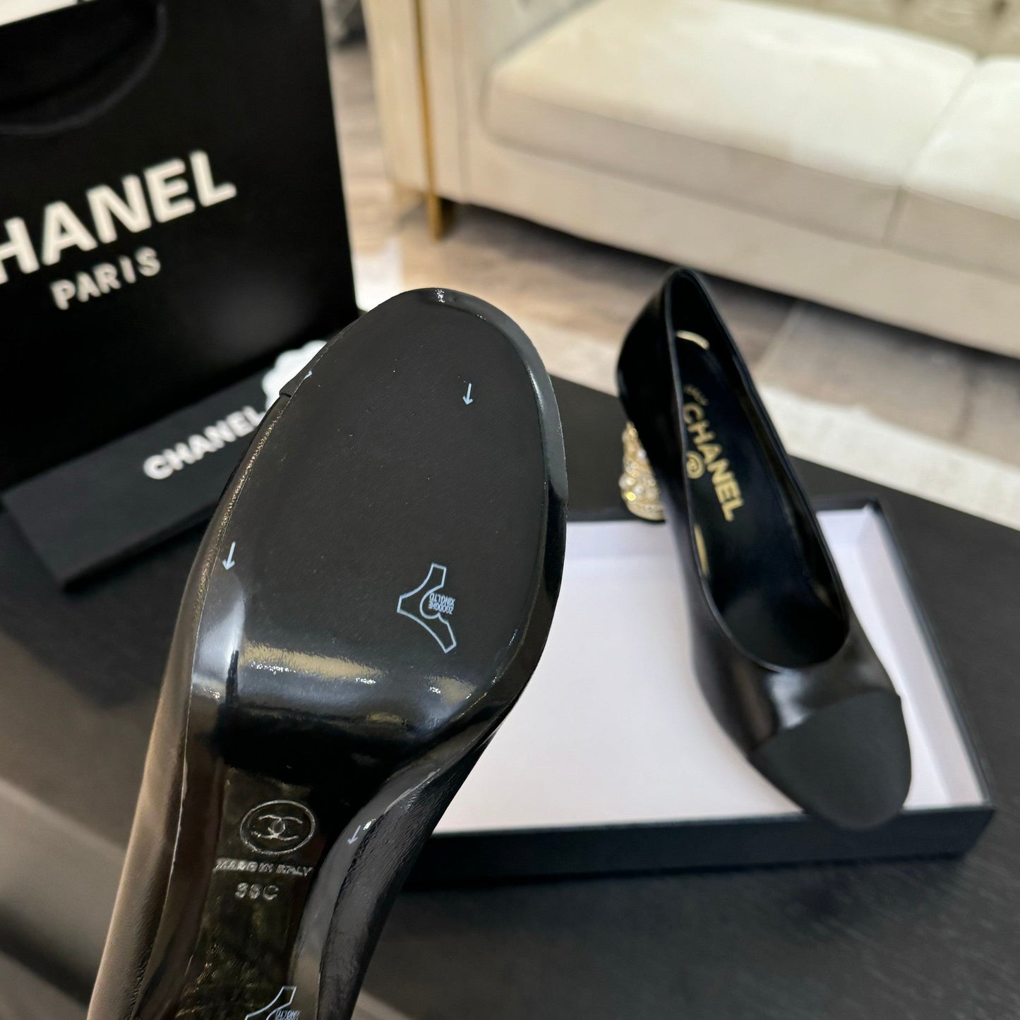 HIGH HEEL 85 MM SANDALS IN BLACK CALFSKIN AND FABRIC - 35