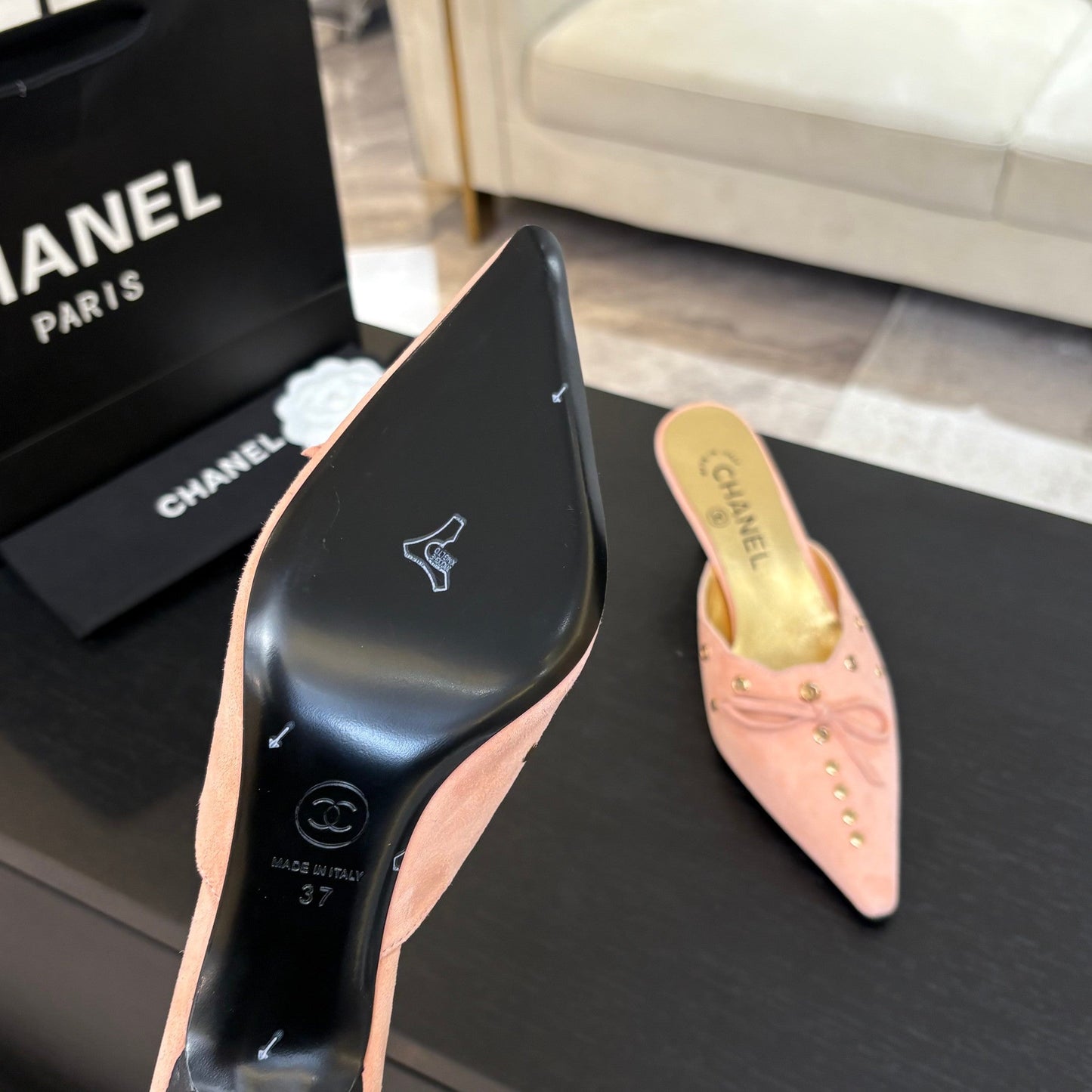 HIGH HEEL MULE 65 MM IN LIGHT PINK SUEDE - 35