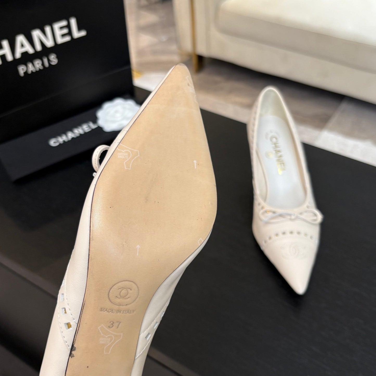 HIGH HEEL PUMP 65 MM IN WHITE CREAM LAMBSKIN - 35
