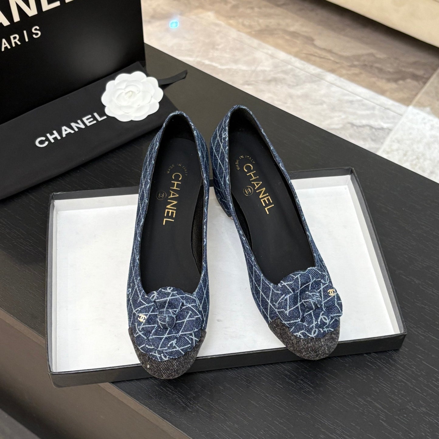 CAMELLIA BALLERINAS BLUE DENIM - 35 / 1.5 cm