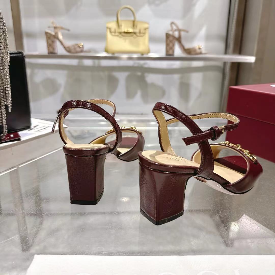 GG SLINGBACK IN BURGUNDY RED CALFSKIN - 35 / 6.5 cm