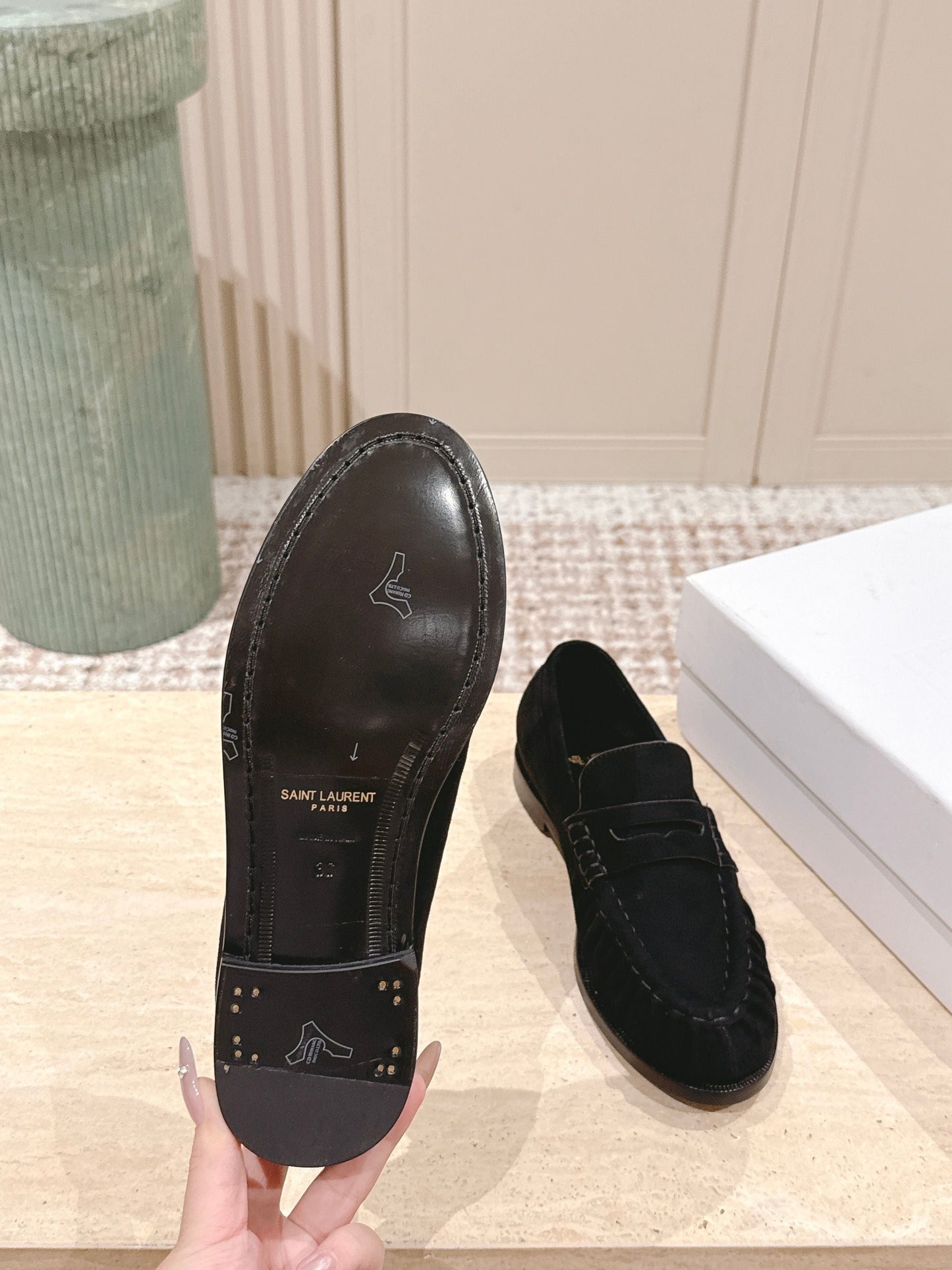 YSL 25S SAINT LAURENT LOAFERS IN BLACK SUEDE WITH SMALL LOGO - 35