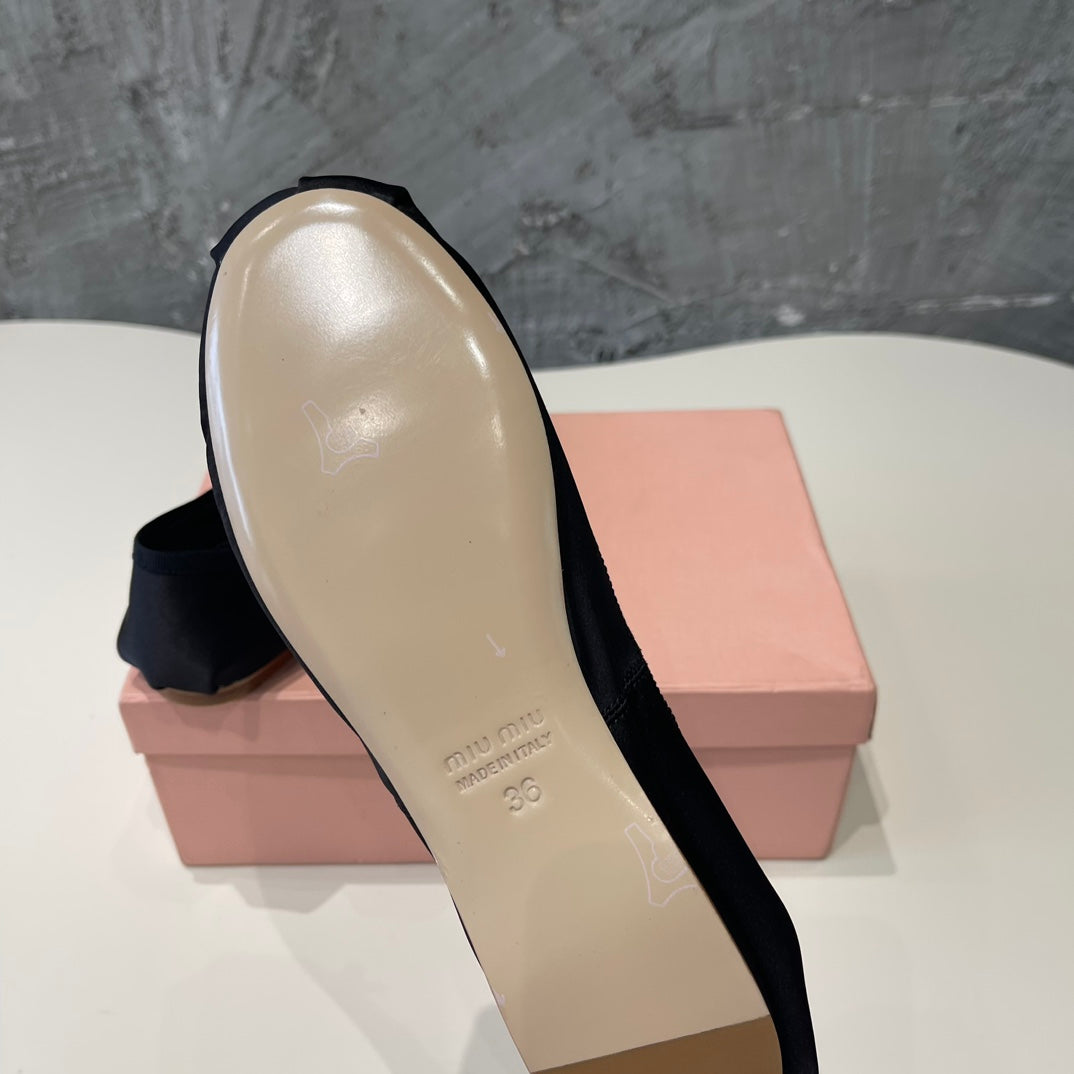 BALLET FLAT SHOES BLACK GLOSSY SHEEPSKIN - 35