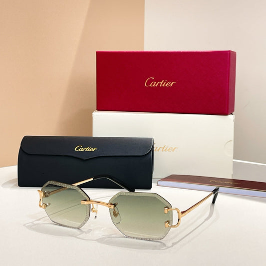 C DE RIMLESS GEOMETRIC FRAME SUNGLASSES CT0092O IN METAL - Brown