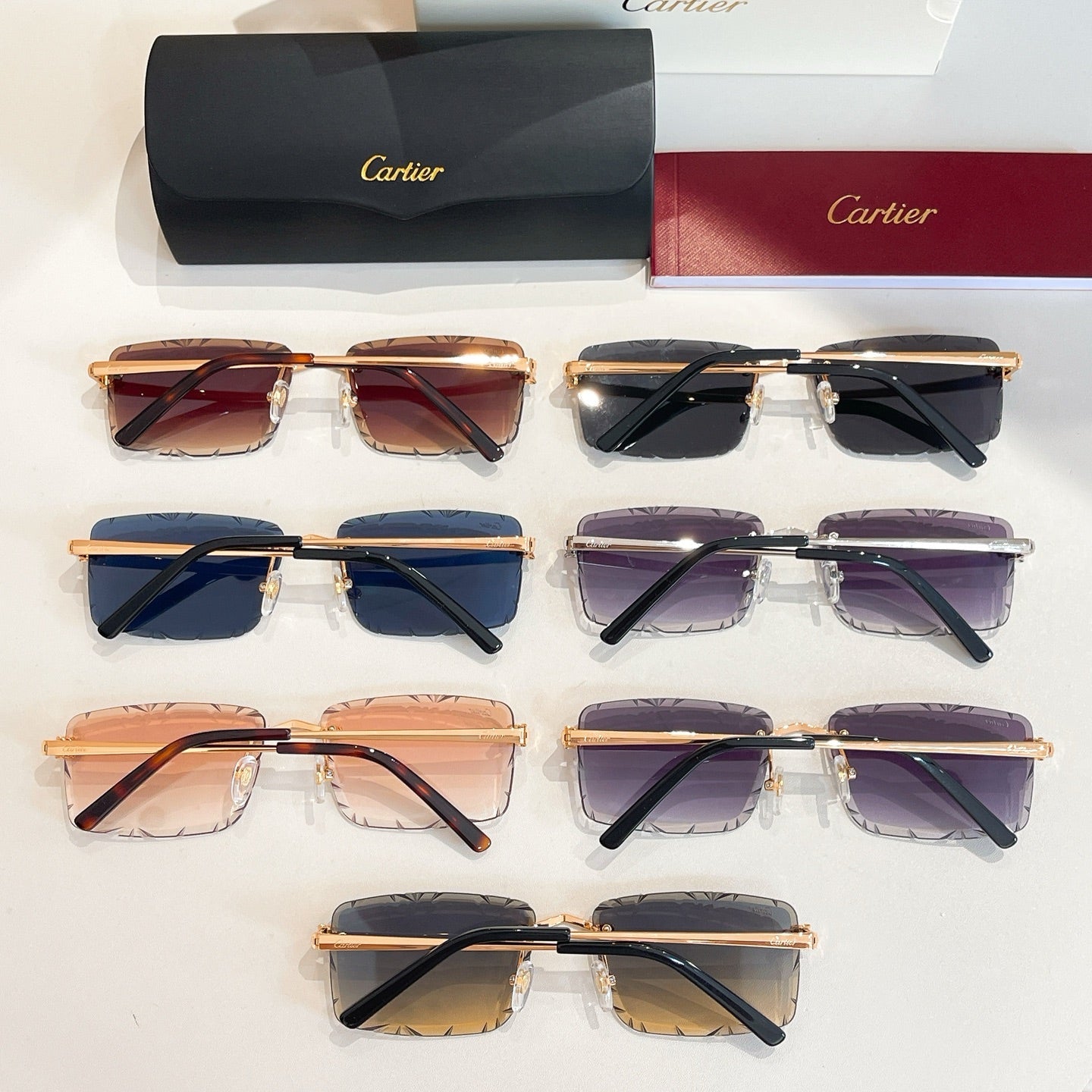 C DE RIMLESS RECTANGULAR FRAME SUNGLASSES 578359 IN METAL - Black