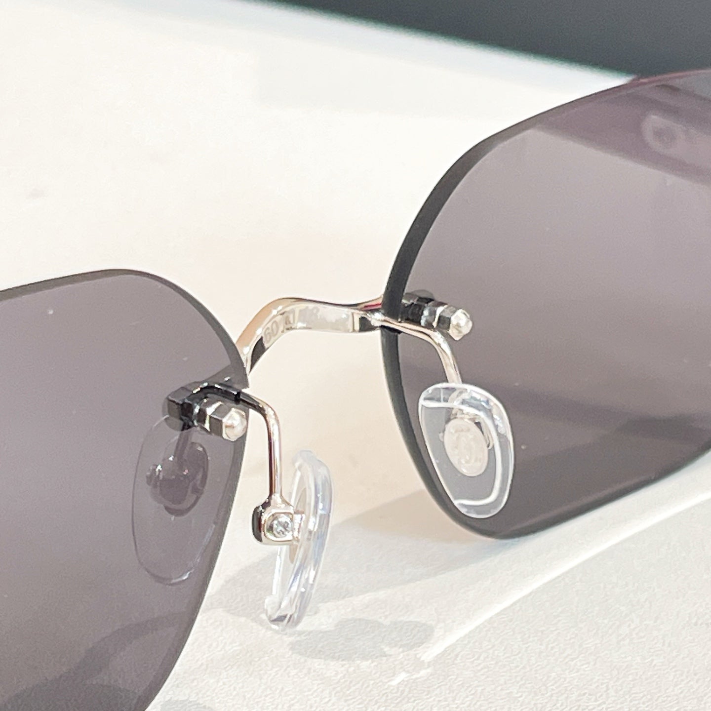 C DE RIMLESS GEOMETRIC FRAME SUNGLASSES 579510 IN METAL AND WOODEN - Brown