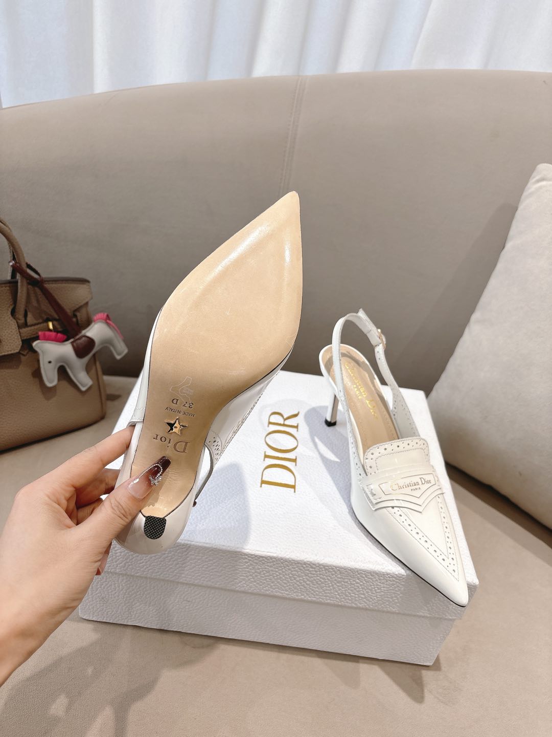 BOY SLINGBACK PUMP 35 MM IN WHITE CALFSKIN - 35