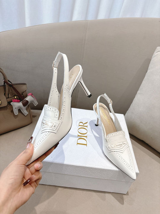 BOY SLINGBACK PUMP 35 MM IN WHITE CALFSKIN - 35