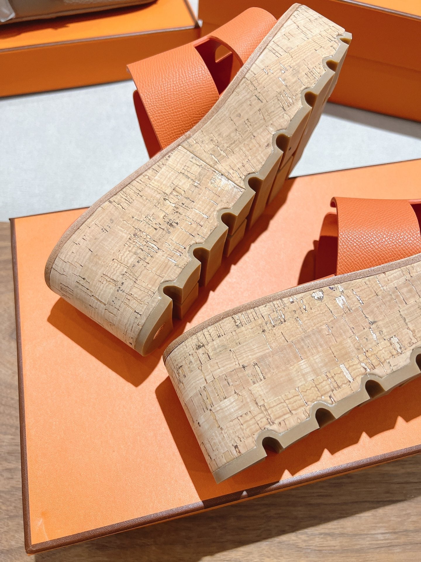 HM 25S HIGH WEDGE SANDALS IN ORANGE LAMBSKIN STYLE 4 - 35