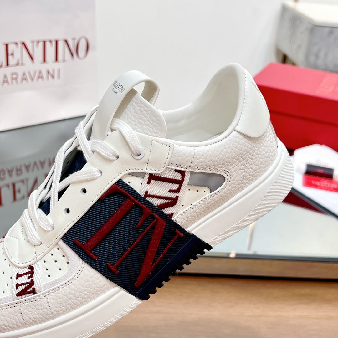 VALENTINO 25S GARAVANI VL7N SNEAKERS IN WHITE MIX DEEP BLUE LAMBSKIN - 35