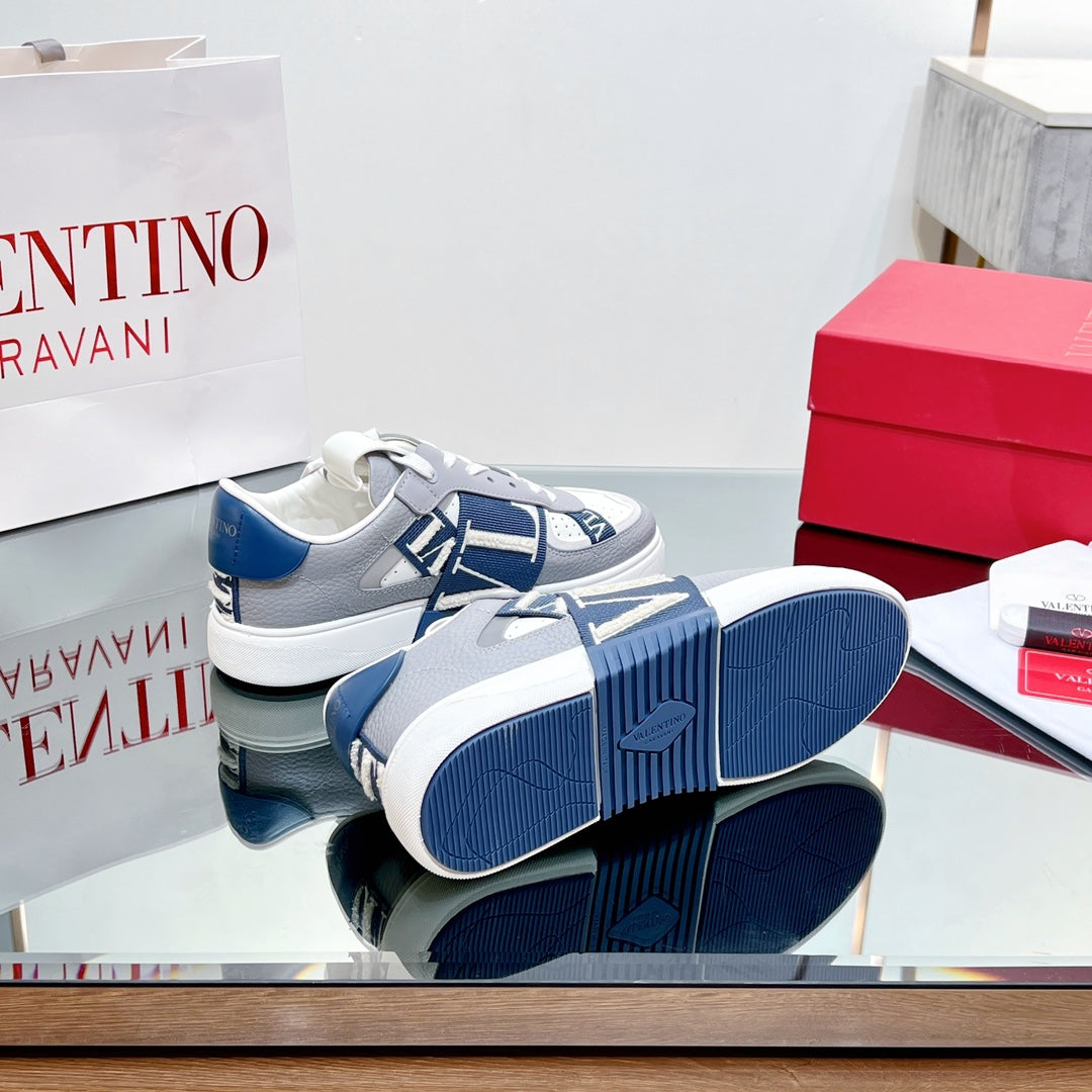 VALENTINO 25S GARAVANI VL7N SNEAKERS IN GREY MIX DARK BLUE LAMBSKIN - 35