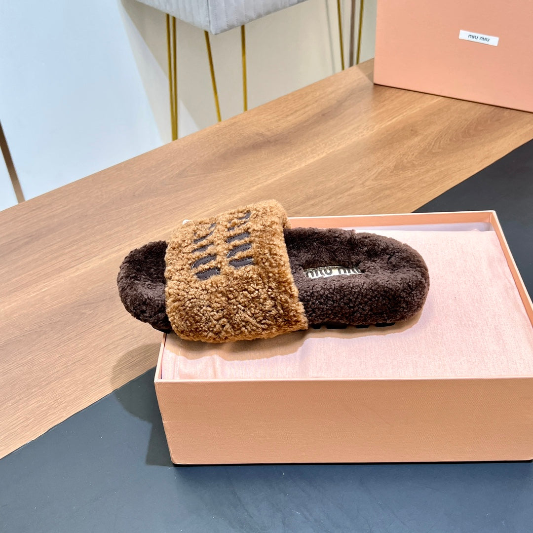 WOOL SLIPPER PEANUT AND CHOCOLATE - 35