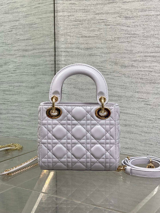 СУМКА DIOR 25S MINI LADY DIOR 17 З БУЗКОВОЇ ШКІРИ ТЕЛЯТИ CANNAGE, ФУРНІТУРА ЗОЛОТОГО КОЛЬОРУ