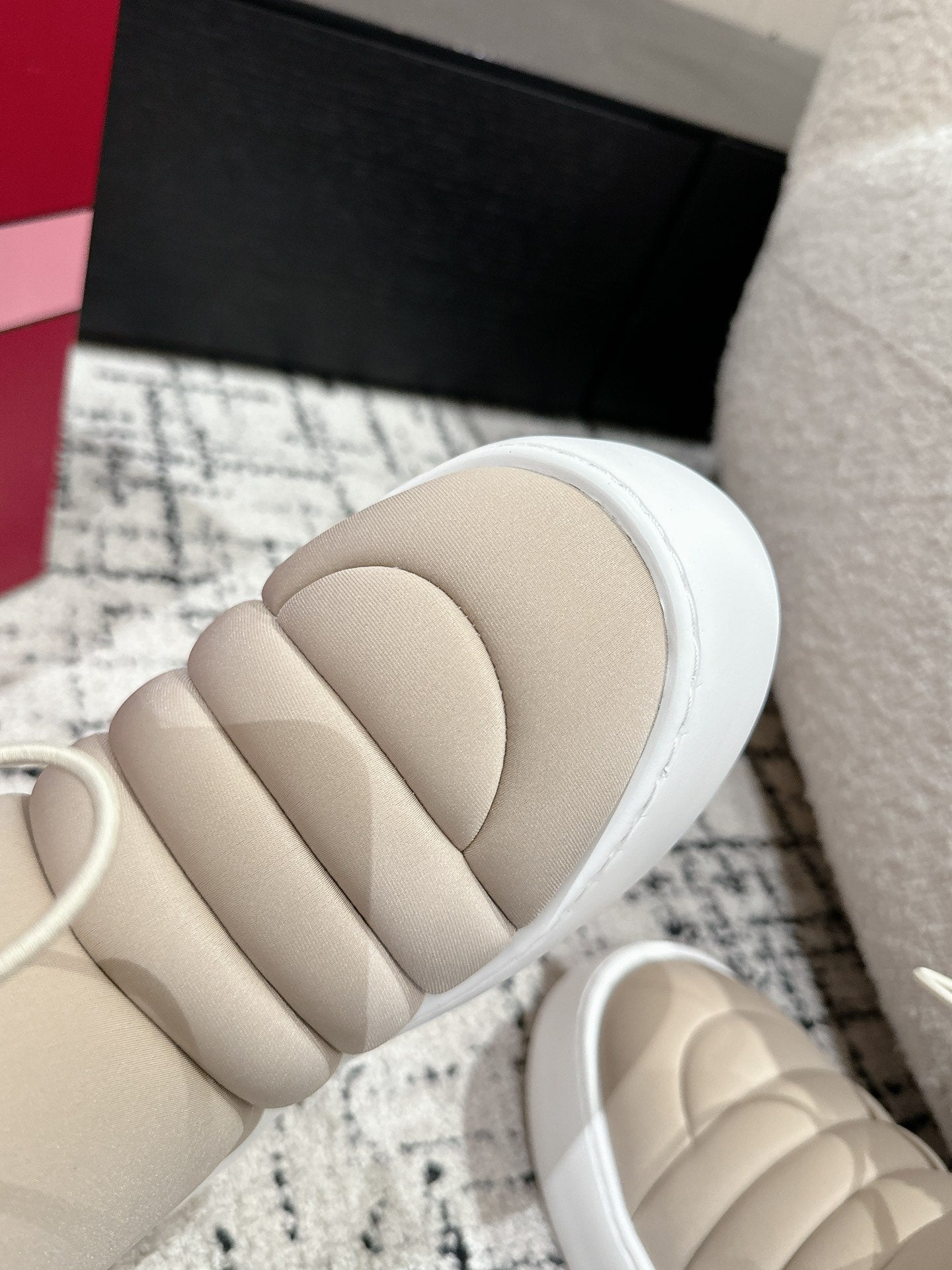 VIV' UP ANKLE BOOTS IN BEIGE TECHNICAL FABRIC FLEECE LINING - 35