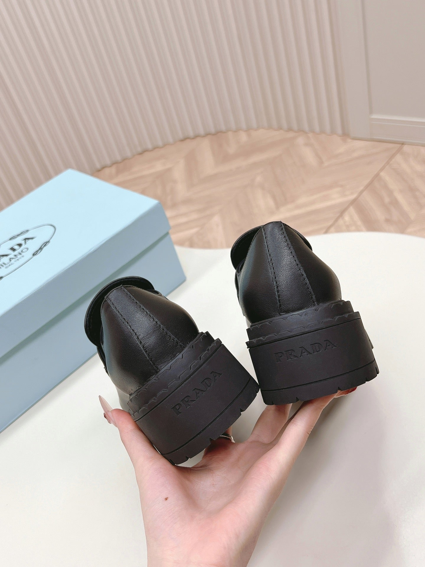 PRA BRUSHED MONOLITH LOAFERS BLACK CALFSKIN - 35