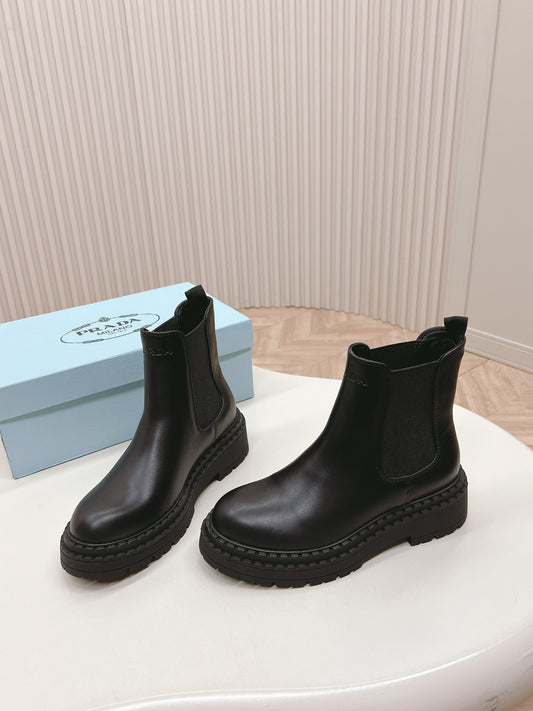 PRA BRUSHED BOOTIES BLACK CALFSKIN - 35