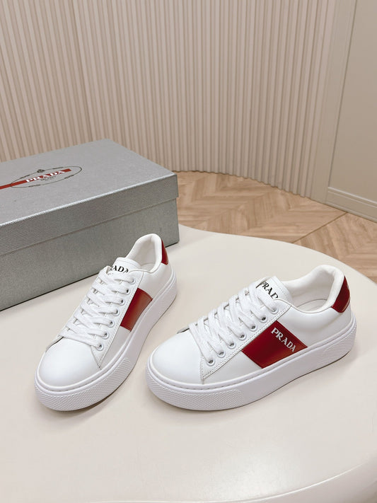 PRA LEATHER LOGO OUTLET SNEAKERS BLACK AND CHERRY CALFSKIN - 35