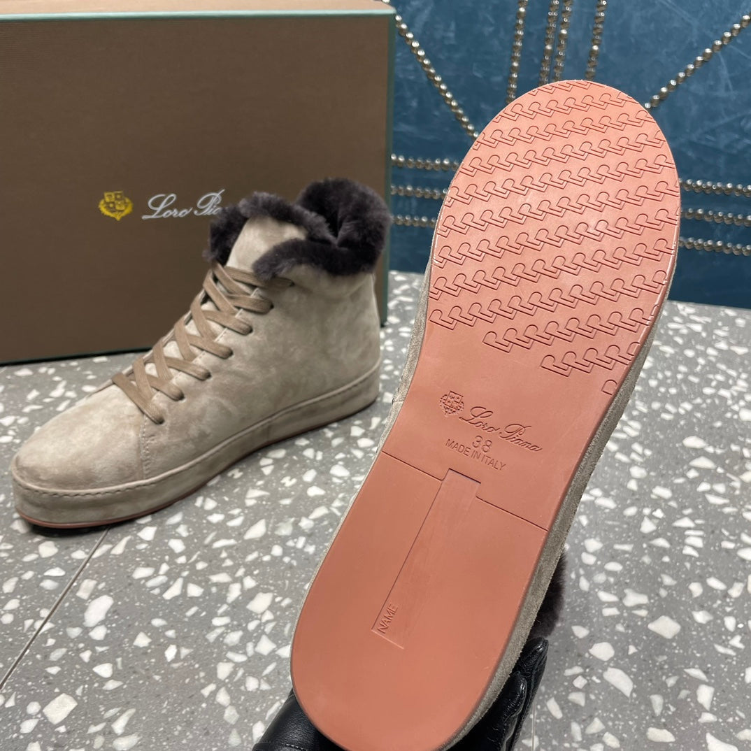 LP WINTER NUAGES HIGH SNEAKERS LIGHT GRAY LAMBSKIN - 35