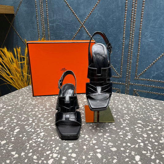ERIS SANDAL 95 BLACK CALFSKIN - 35