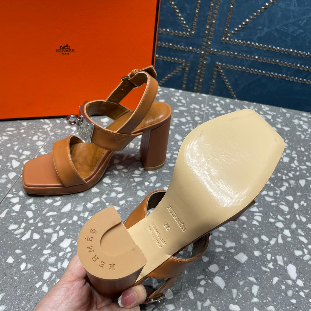 ILONA SANDAL 95 CARAMEL CALFSKIN - 35