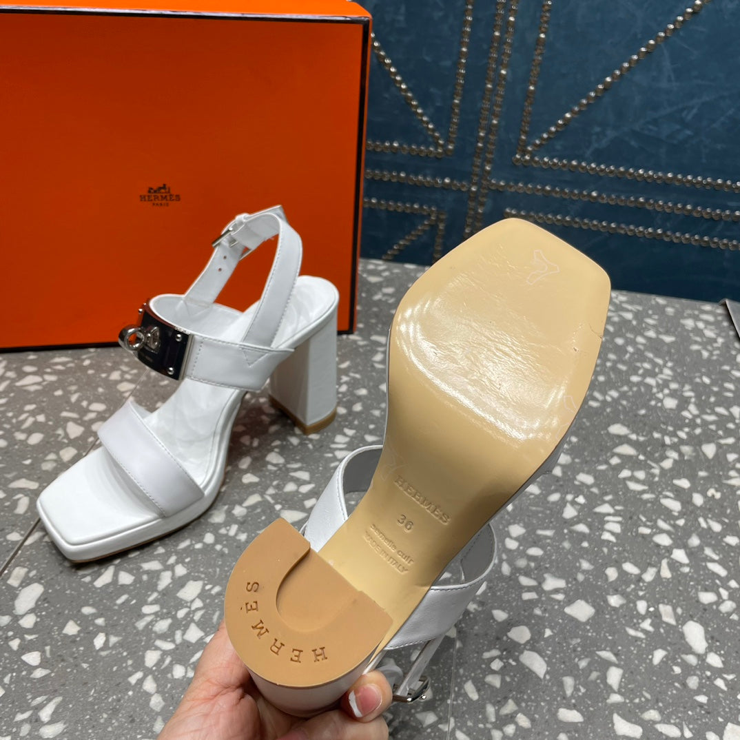 ILONA SANDAL 95 WHITE CALFSKIN - 35