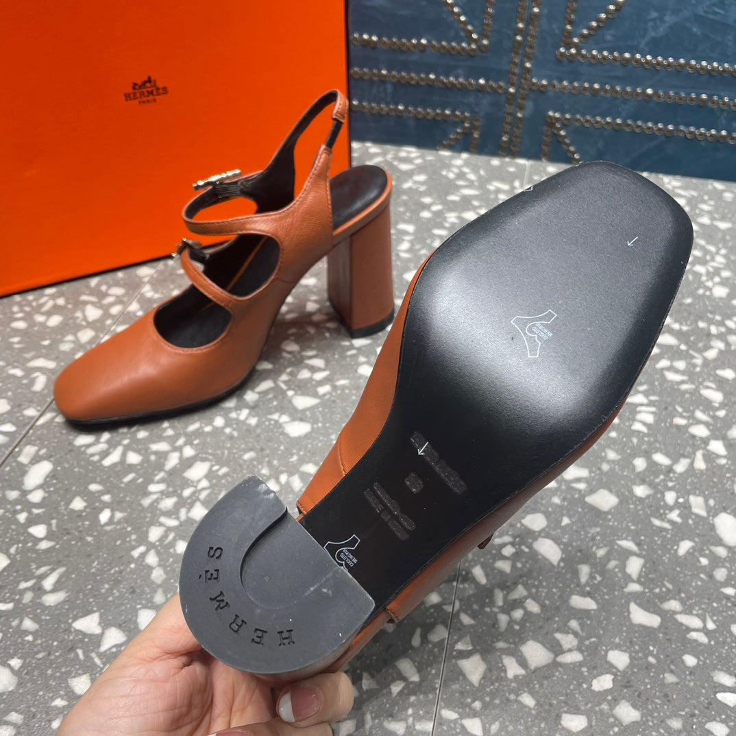JACKIE 80 MM PUMP IN UMBER BROWN CALFSKIN - 35