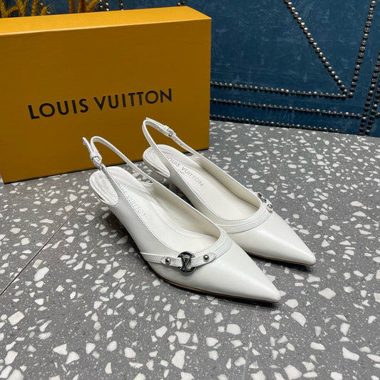 HIGH HEEL 55 MM SLINGBACKS IN WHITE SHEEPSKIN - 35