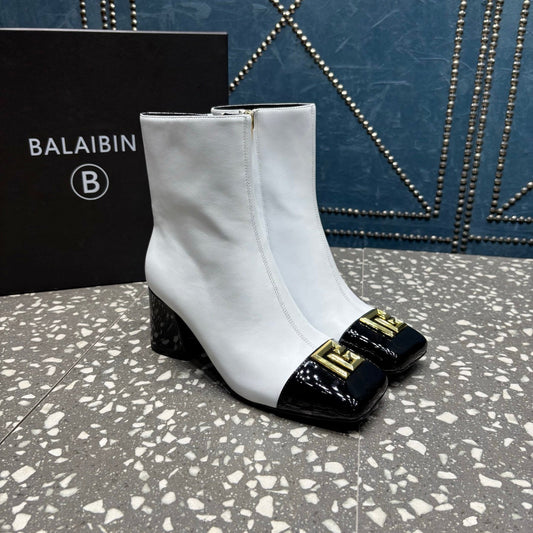 ЧЕРЕВИКИ BALMAIN 26S 65 ММ З БІЛОЇ ТА ЧОРНОЇ ТЕЛЯЧОЇ ШКІРИ