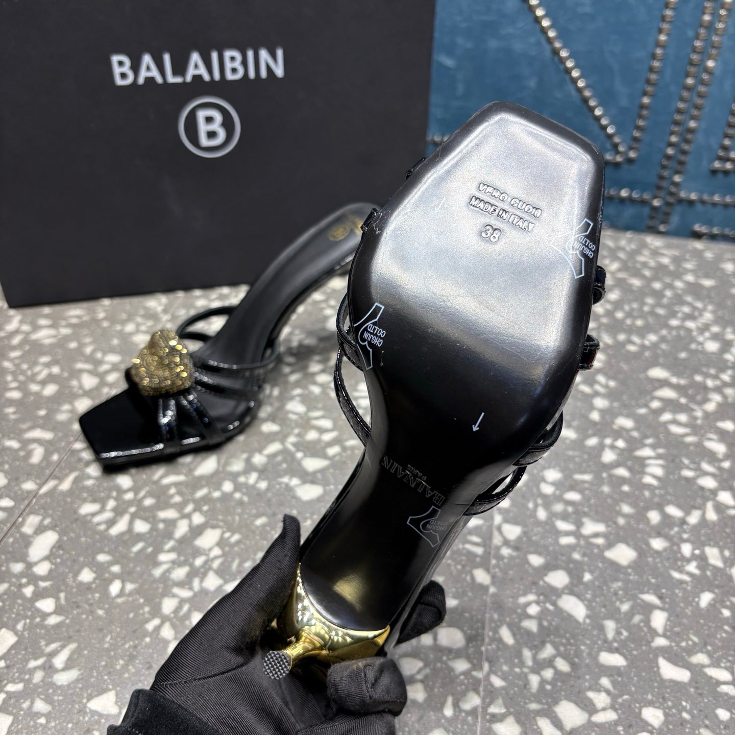 БОСОНІЖКИ BALMAIN 26S НА ВИСОКИХ ПІДБОРАХ 95 ММ З ЧОРНОЇ ТЕЛЯЧОЇ ШКІРИ СТИЛЬ 5