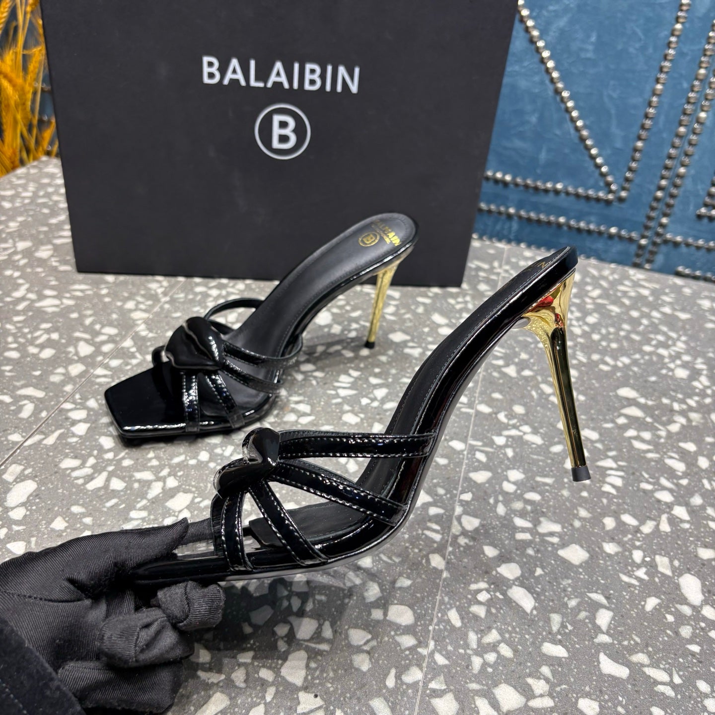 БОСОНІЖКИ BALMAIN 26S НА ВИСОКИХ ПІДБОРАХ 95 ММ З ЧОРНОЇ ТЕЛЯЧОЇ ШКІРИ СТИЛЬ 3